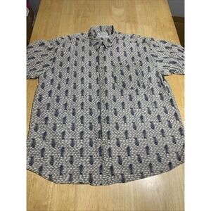 Columbia Sportswear Fish Skeletons! Button Down Shirt- XXL blue multi